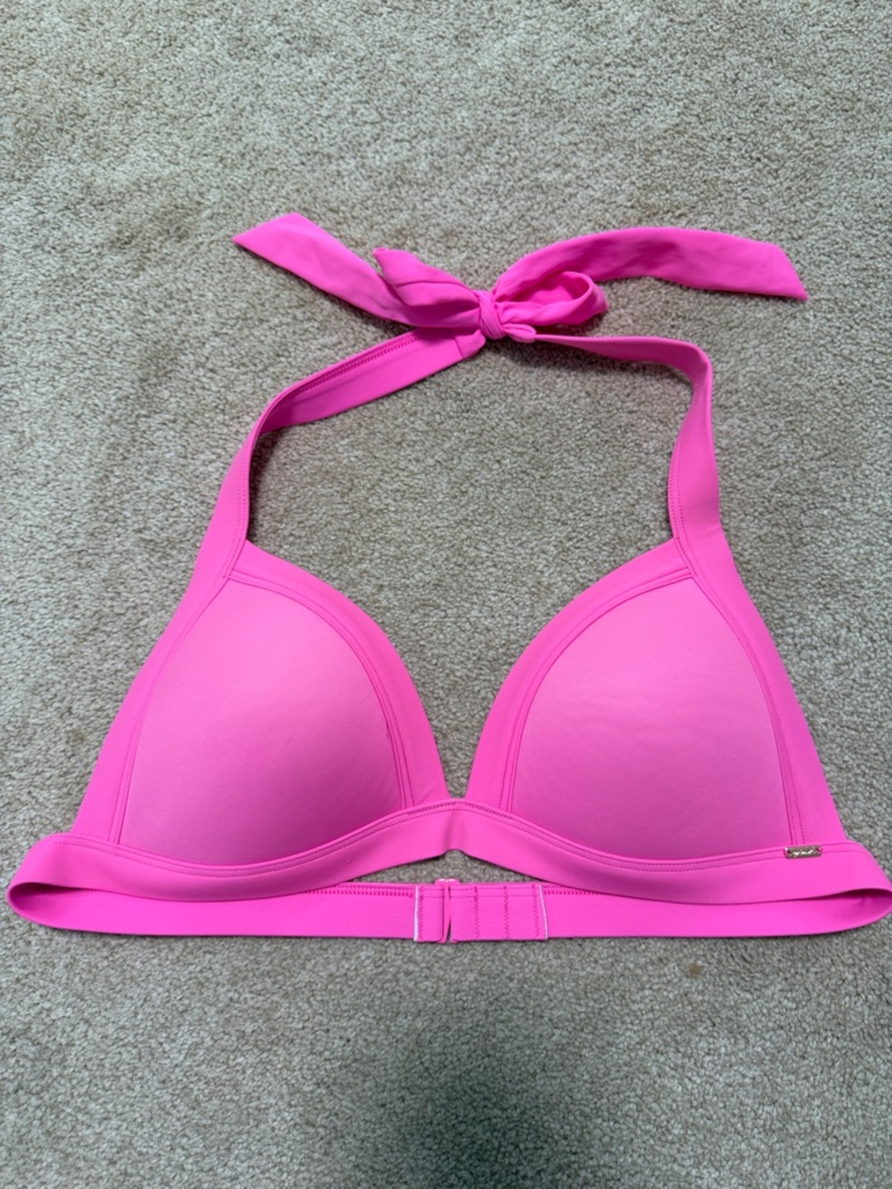 PINK Victoria's Secret Neon Pink Bikini Top with Script Plate
